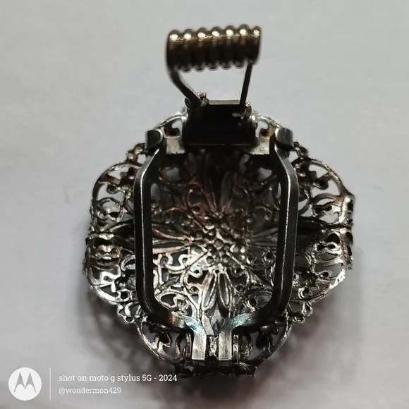 🗼A-F Paris France Brooch Art Nouveau Silver Filigree Clip Vintage - Picture 8 of 10